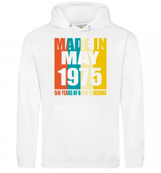 Чоловіча толстовка (худі) Made in May 1975 50 years of being awesome Білий фото