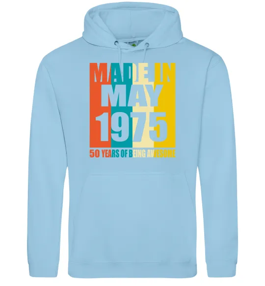 Жіноча толстовка (худі) Made in May 1975 50 years of being awesome Блакитний фото