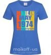 Жіноча футболка Made in May 1974 50 years of being awesome Яскраво-синій фото