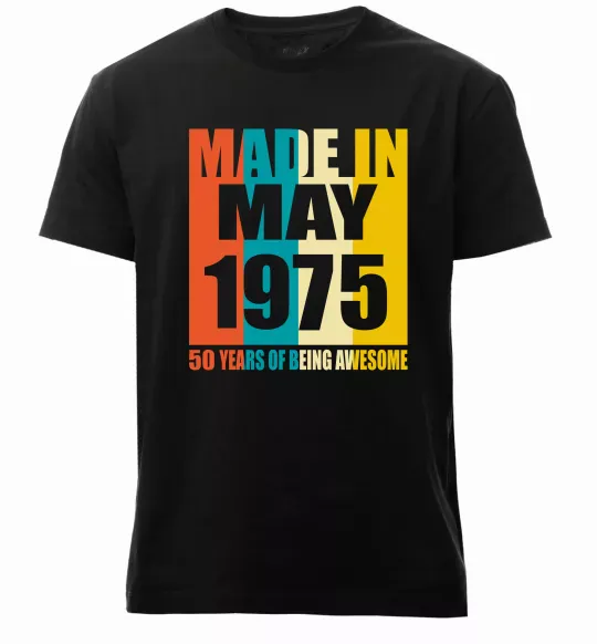 Мужская премиум футболка Made in May 1975 50 years of being awesome Черный фото