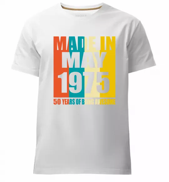 Мужская премиум футболка Made in May 1975 50 years of being awesome Белый фото