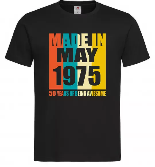 Мужская футболка Made in May 1975 50 years of being awesome Черный фото