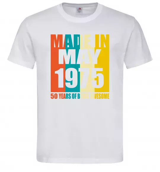 Мужская футболка Made in May 1975 50 years of being awesome Белый фото