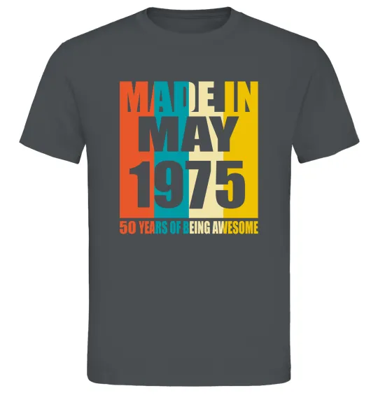 Мужская футболка Made in May 1975 50 years of being awesome Графит фото