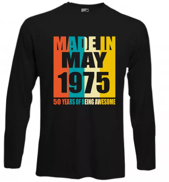 Лонгслив Made in May 1975 50 years of being awesome Черный фото