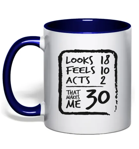 Чашка с цветной ручкой That makes me 30 Глубокий темно-синий фото