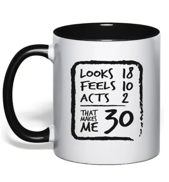 Чашка с цветной ручкой That makes me 30 Черный фото