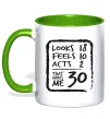 Чашка з кольоровою ручкою That makes me 30 Лаймовий фото