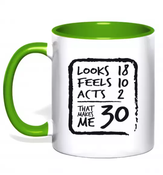 Чашка с цветной ручкой That makes me 30 Зеленый фото