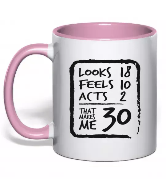 Чашка с цветной ручкой That makes me 30 Нежно розовый фото