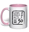 Чашка с цветной ручкой That makes me 30 Нежно розовый фото