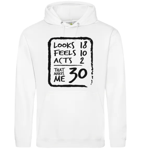 Мужская толстовка (худи) That makes me 30 Белый фото