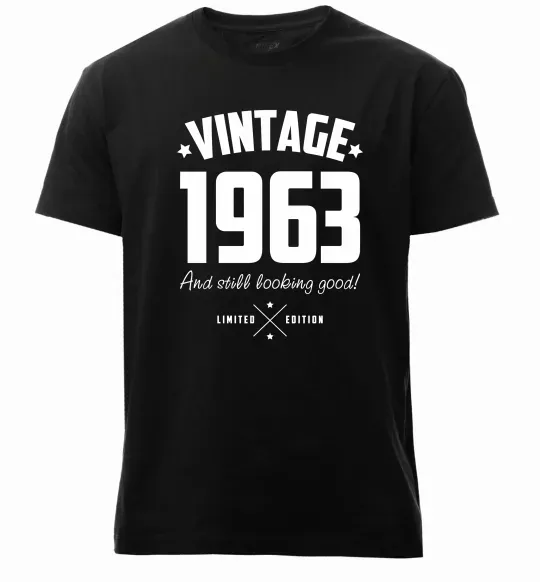 Чоловіча преміум футболка Vintage 1963 and still looking good Чорний фото