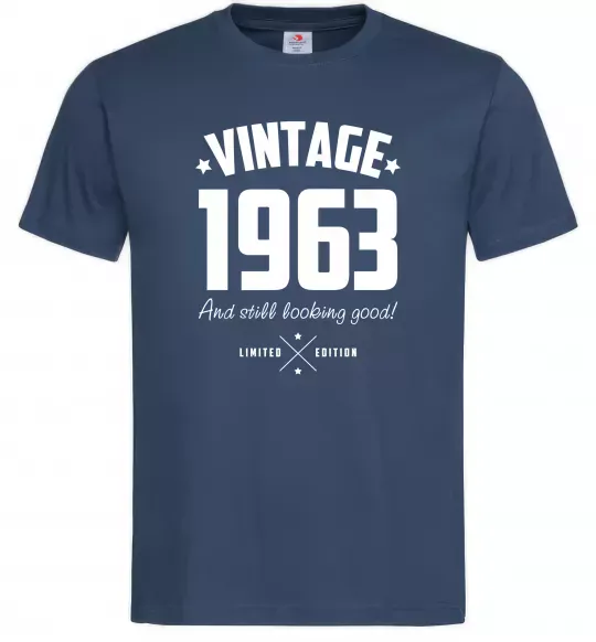 Мужская футболка Vintage 1963 and still looking good Темно-синий фото