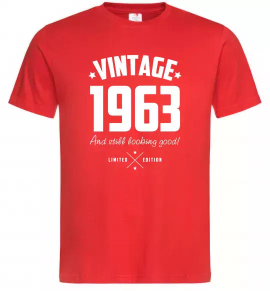 Мужская футболка Vintage 1963 and still looking good Красный фото