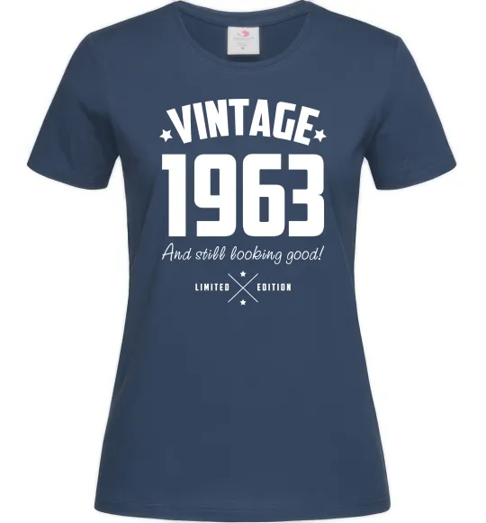 Женская футболка Vintage 1963 and still looking good Темно-синий фото
