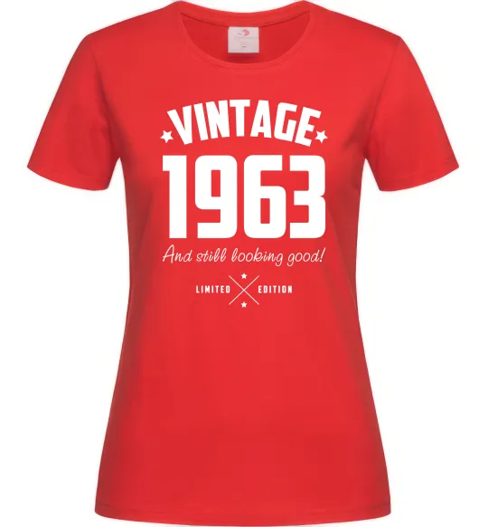 Женская футболка Vintage 1963 and still looking good Красный фото