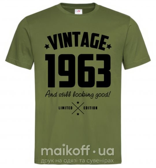 Мужская футболка Vintage 1963 and still looking good Оливковый фото