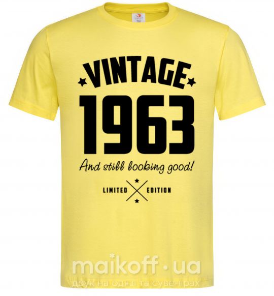 Мужская футболка Vintage 1963 and still looking good Лимонный фото