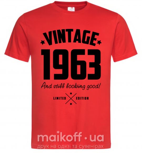 Мужская футболка Vintage 1963 and still looking good Красный фото
