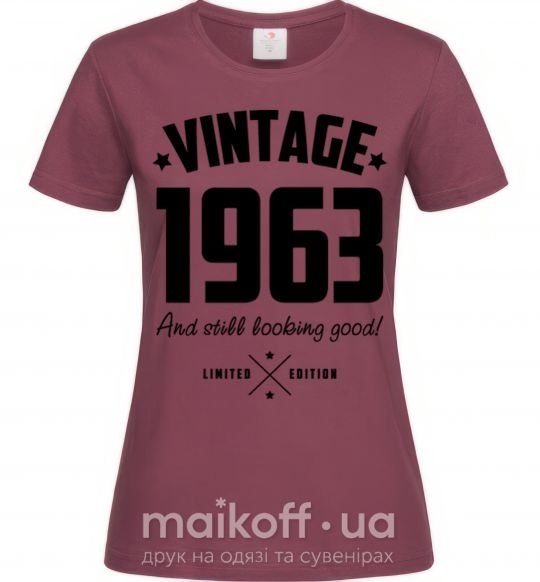 Жіноча футболка Vintage 1963 and still looking good Бордовий фото