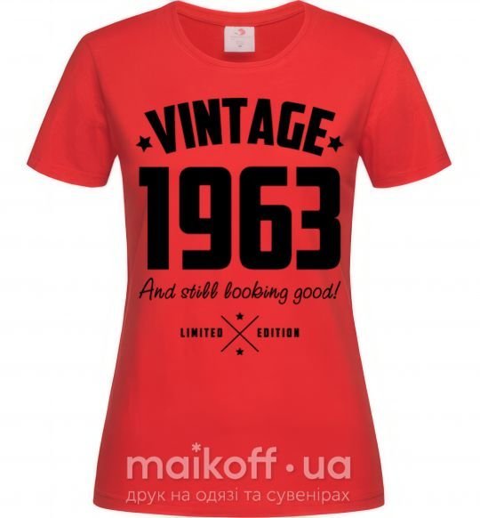 Женская футболка Vintage 1963 and still looking good Красный фото