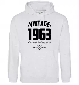 Мужская толстовка (худи) Vintage 1963 and still looking good Серый меланж фото