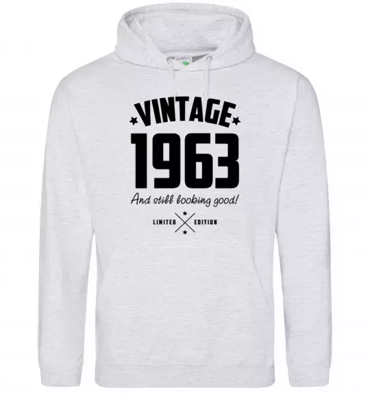 Женская толстовка (худи) Vintage 1963 and still looking good Серый меланж фото