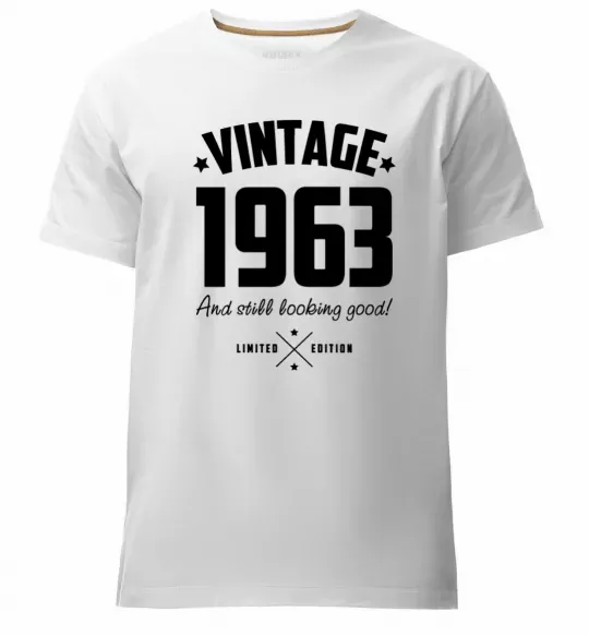Чоловіча преміум футболка Vintage 1963 and still looking good Білий фото