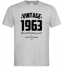 Мужская футболка Vintage 1963 and still looking good Серый фото