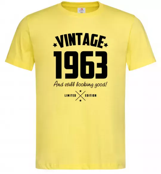 Мужская футболка Vintage 1963 and still looking good Лимонный фото