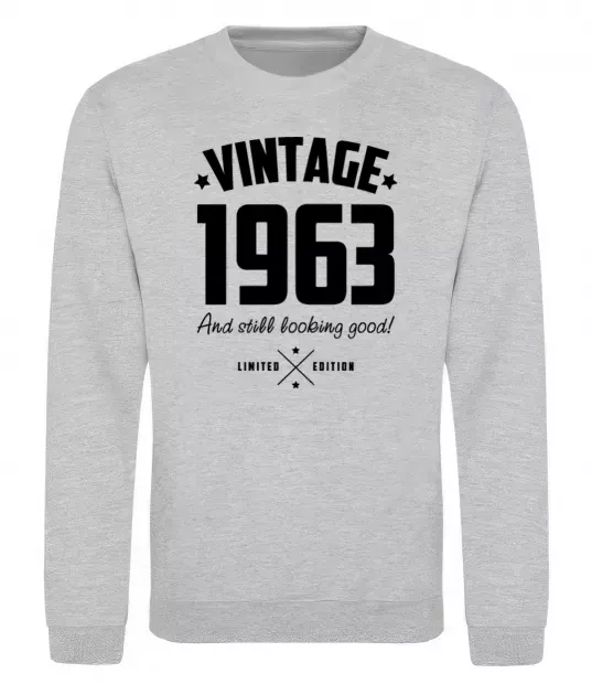 Світшот Vintage 1963 and still looking good Сірий меланж фото