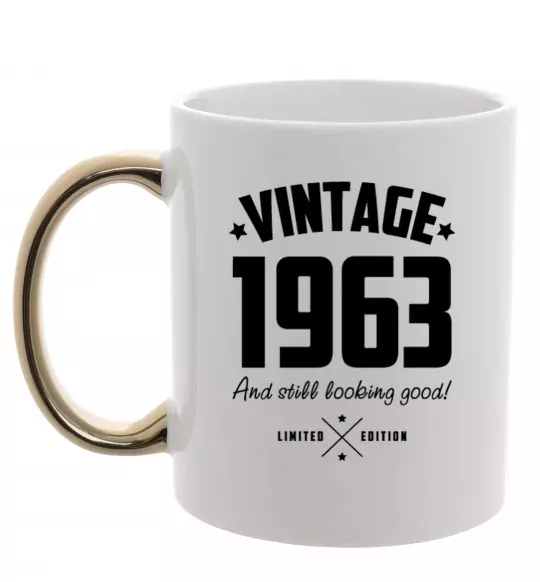 Чашка з кольоровою ручкою Vintage 1963 and still looking good Золото фото