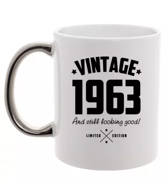 Чашка з кольоровою ручкою Vintage 1963 and still looking good Срібло фото