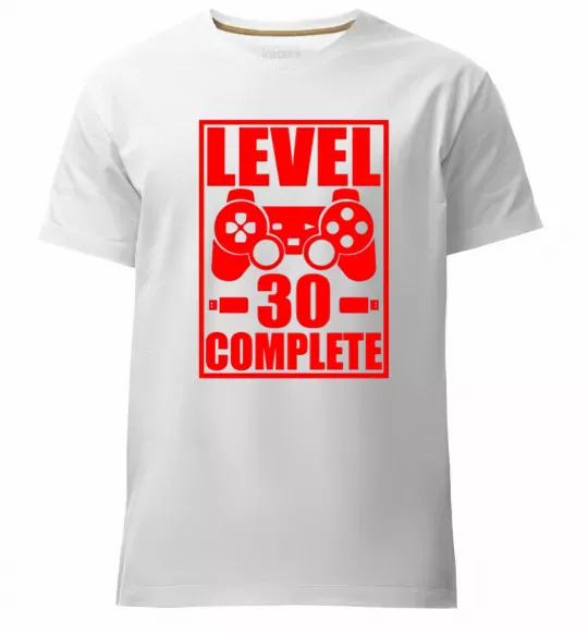 Мужская премиум футболка Level 30 complete з джойстиком Белый фото