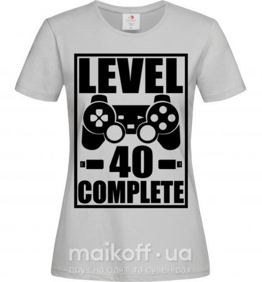 Жіноча футболка Game Level 40 complete Сірий фото