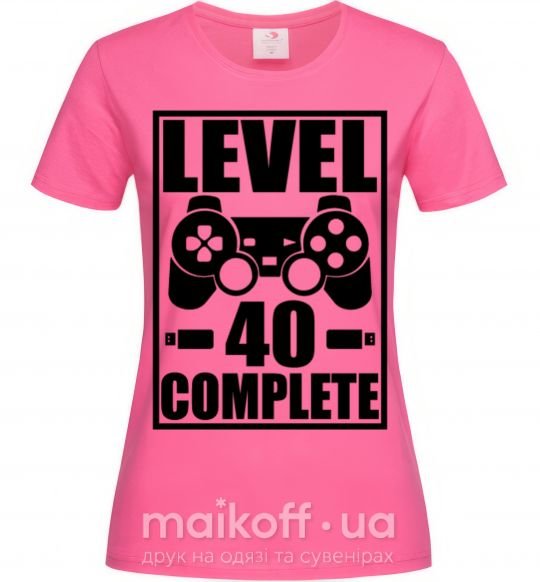 Жіноча футболка Game Level 40 complete Яскраво-рожевий фото