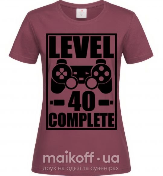 Жіноча футболка Game Level 40 complete Бордовий фото