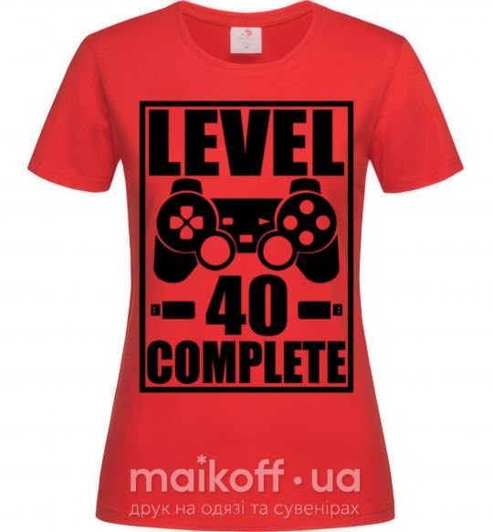 Жіноча футболка Game Level 40 complete Червоний фото