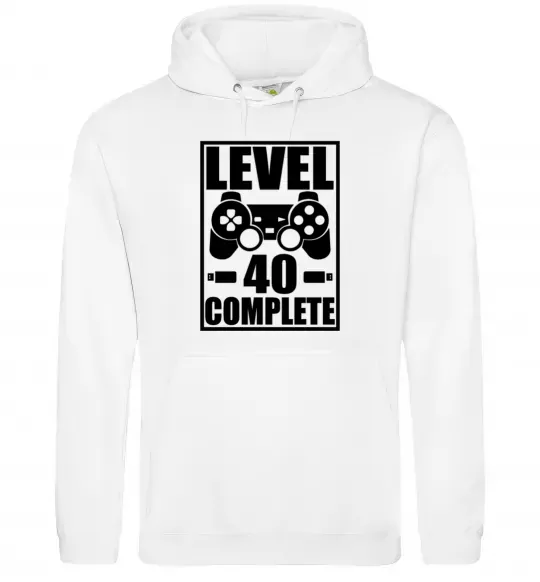 Чоловіча толстовка (худі) Game Level 40 complete Білий фото