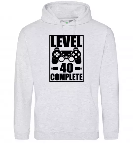 Чоловіча толстовка (худі) Game Level 40 complete Сірий меланж фото