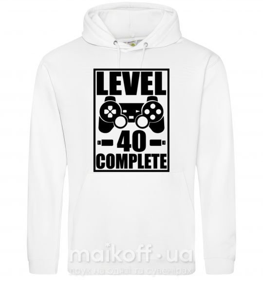 Мужская толстовка (худи) Game Level 40 complete Белый фото
