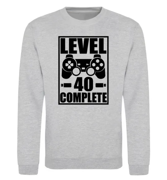 Свитшот Game Level 40 complete Серый меланж фото