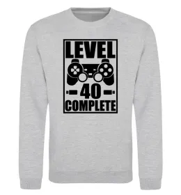 Свитшот Game Level 40 complete Серый меланж фото