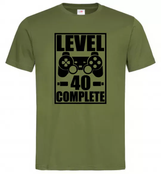 Чоловіча футболка Game Level 40 complete Оливковий фото