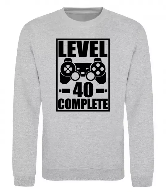 Свитшот Game Level 40 complete Серый меланж фото
