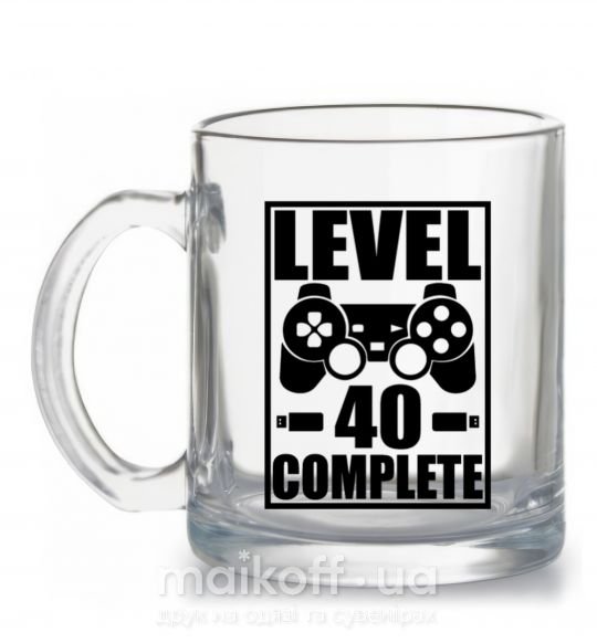 Чашка скляна Game Level 40 complete Прозорий фото