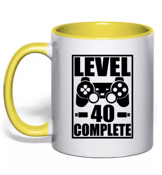 Чашка с цветной ручкой Game Level 40 complete Солнечно желтый фото