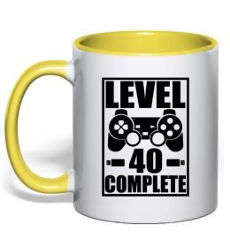 Чашка з кольоровою ручкою Game Level 40 complete