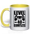 Чашка з кольоровою ручкою Game Level 40 complete Сонячно жовтий фото